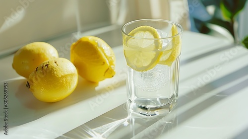 A refreshing glass of lemonade on a white surface, a classic summer beverage to quench your thirst.