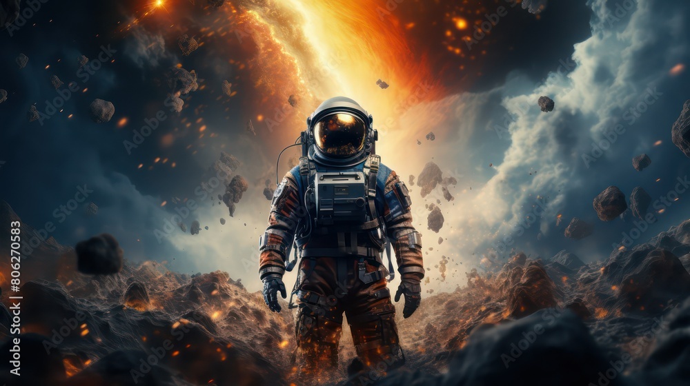 Astronaut on the background of the planet. Astronaut on the background of the planet.