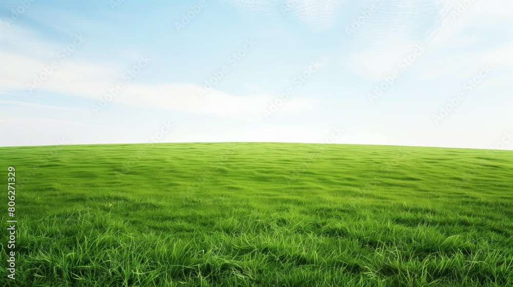 Photorealistic Landscapes: Large Green Grass Field with Blue Sky