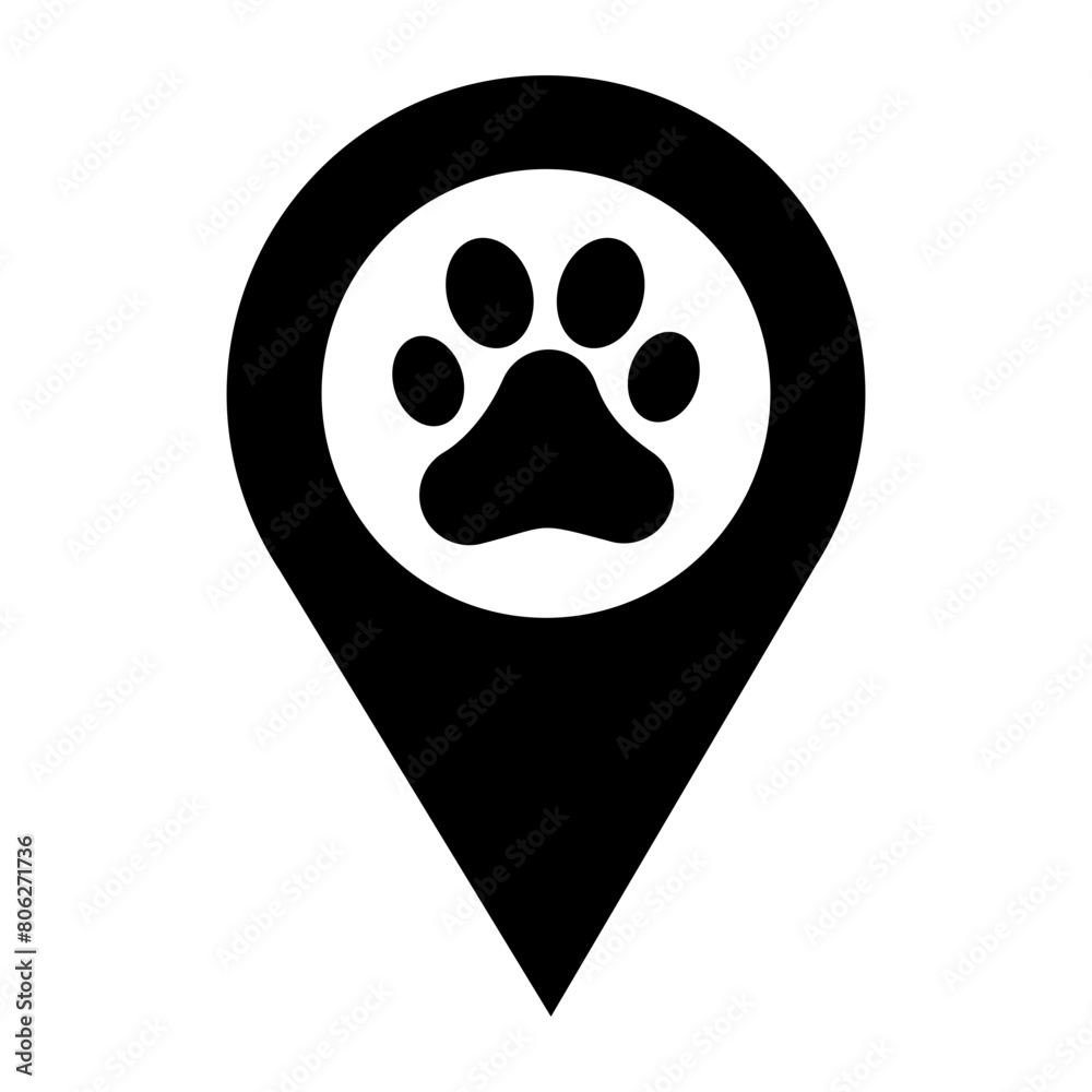 Pet Shop Map Pin Location Pointer Filled Icon | Pet Paw with Map Pointer Icon | Vector icons for app, website, graphic design, business, petcare, social media, technology, services, etc. Pet Shop Map Pin Location Pointer Filled Icon | Pet Paw with Map Pointer Icon | Vector icons for app, website, graphic design, business, petcare, social media, technology, services, etc.