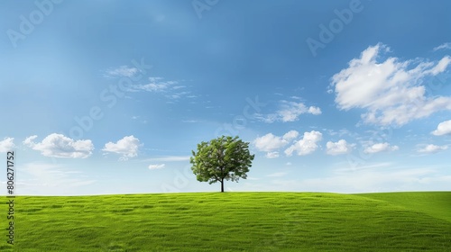 Eco-Friendly Practices: Serene Landscape with Green Grass and Blue Sky
