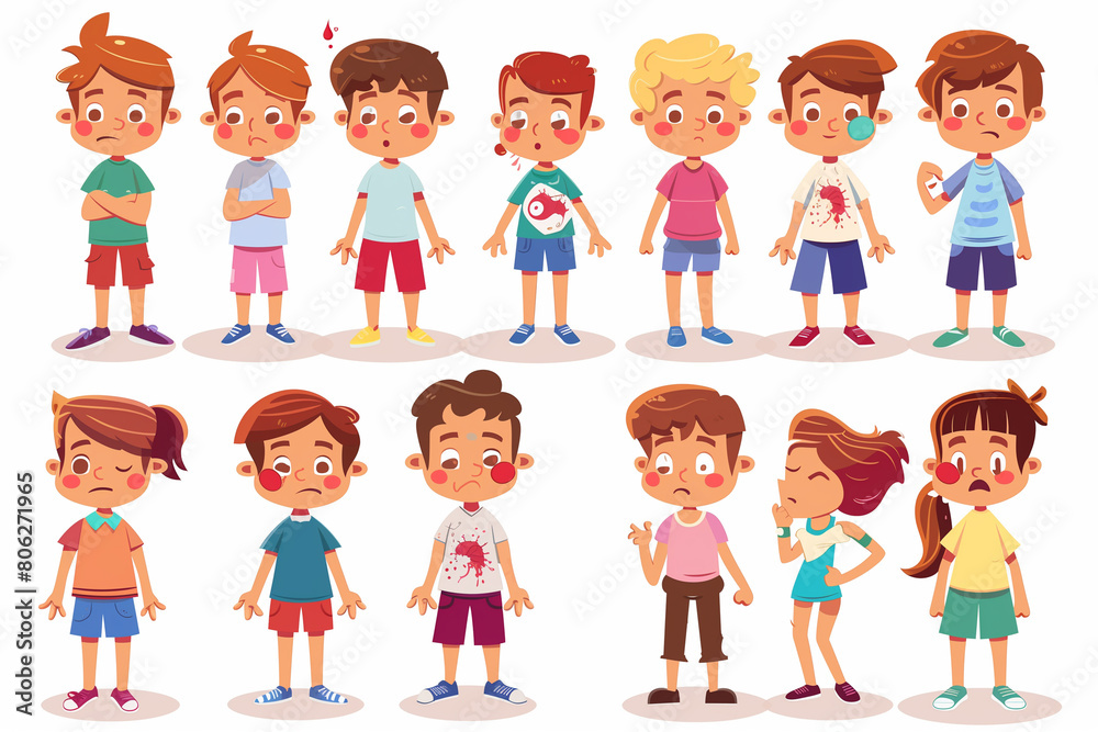 Group of Children Demonstrating Various Poses Group of Children Demonstrating Various Poses