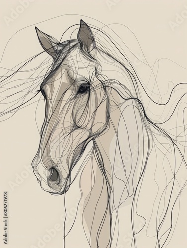 modern line art of a horse, minimalistic design
