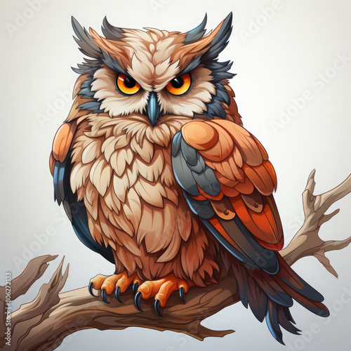 Watercolor Apollo owl  clipart Illustration  Generative Ai