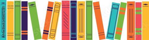 A row of bright book spines on a transparent background. Isolated vector illustration. photo