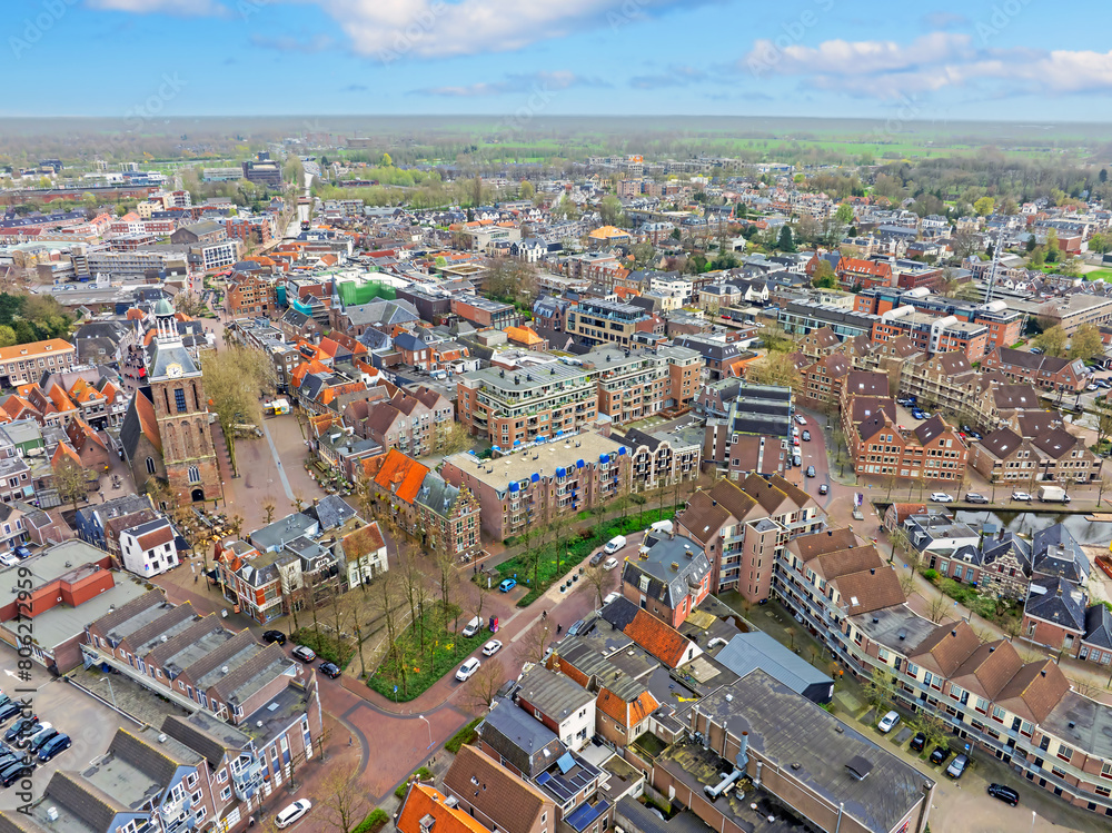 Aerial from the city Meppel in the Netherlands