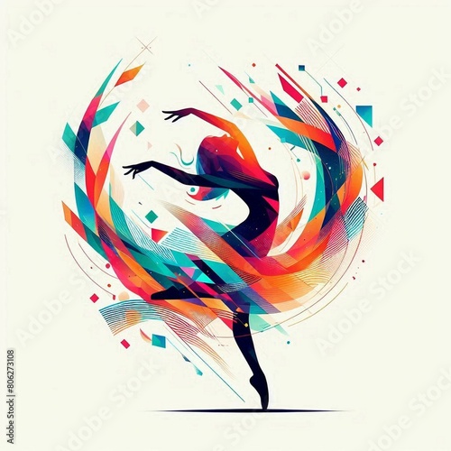 A colorful design with a dancer