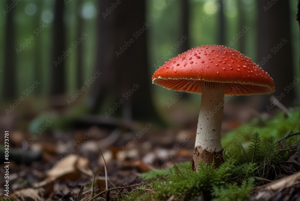 Fototapeta premium red fly agaric on the background of the forest