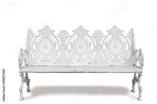 white iron bench