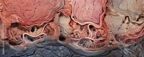 A close up of the inside of a human lung with the bronchial tubes. photo