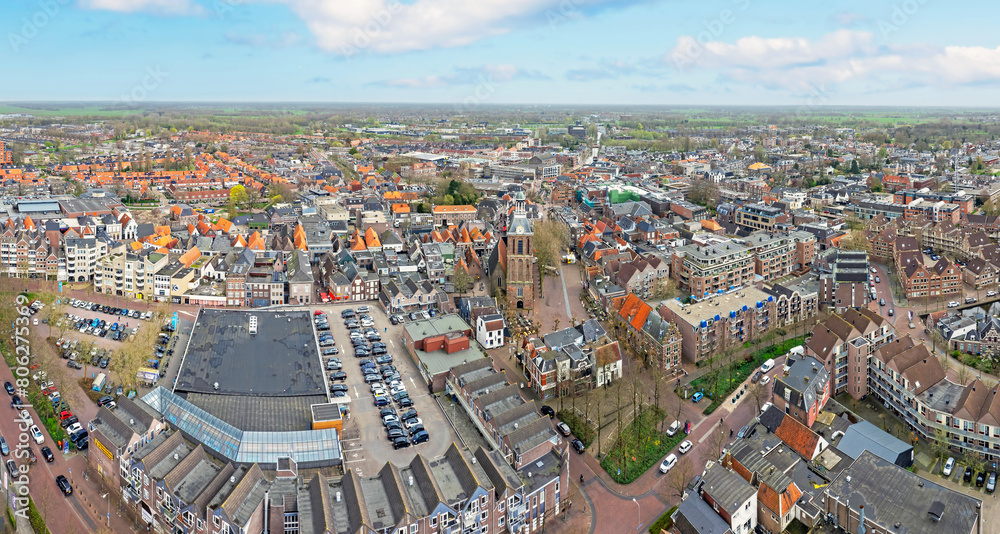 Obraz premium Aerial panorama from the city Meppel in the Netherlands