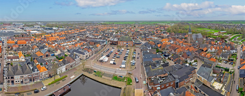Aerial panorama from the city Genemuiden in the Netherlands