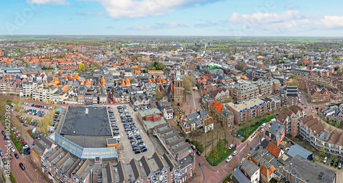 Aerial panorama from the city Meppel in the Netherlands photo
