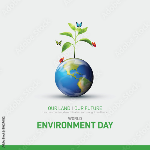 World Environment Day 2024 concept - Land restoration, desertification and drought resilience. Ecology concept. World Environment Day creative banner, poster, social media post, billboard, post card.