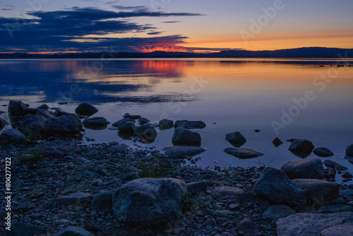 Lake Orsa with beautiful sunset photo