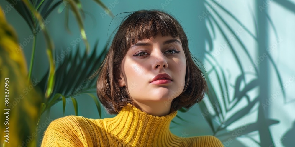 Woman in Yellow Turtle Neck Sweater Woman in Yellow Turtle Neck Sweater