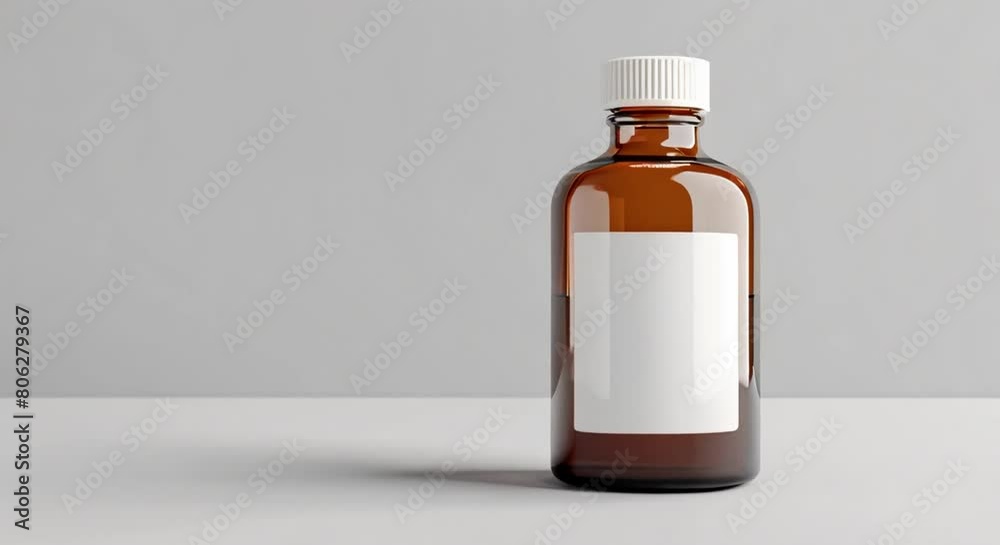 Bottle of medicine, health product with empty, blank, white sticker area for brand logo Bottle of medicine, health product with empty, blank, white sticker area for brand logo