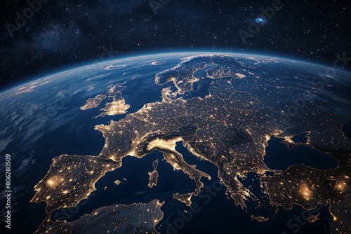 Europe and its cities ablaze with artificial light as seen from space at night