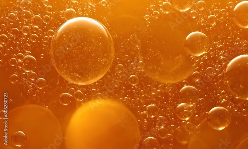 Background illustration of orange themed bubbles with unique design photo