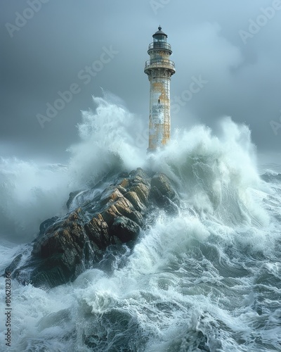 The lighthouse stands tall and proud, a beacon of hope and safety for those who navigate the stormy seas. Its light shines brightly through the darkness, guiding them home.