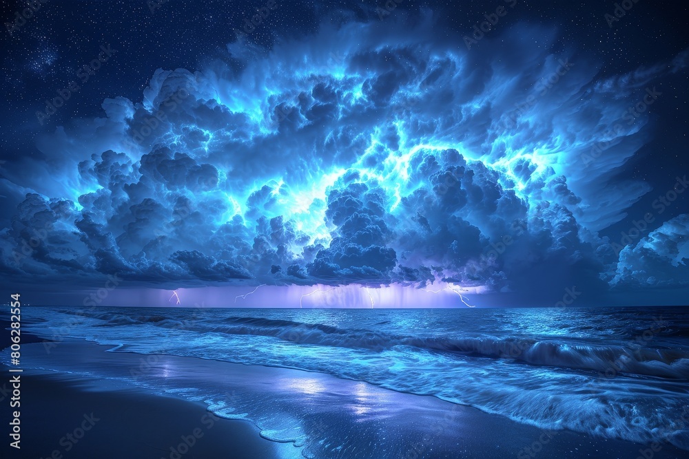 Fototapeta premium The dark clouds are gathering over the ocean