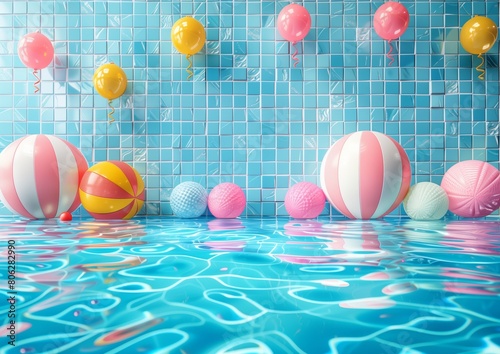 Pool Swim Party Invitation Invite Card Celebration Background Image Wallpaper 5x7	
