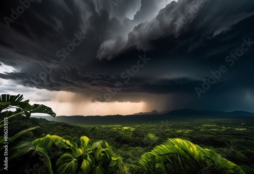 illustration, capturing dramatic tropical rainstorms monsoon seasons through, adventure, atmosphere, beauty, blooming, climate, clouds, colorful, downpour,