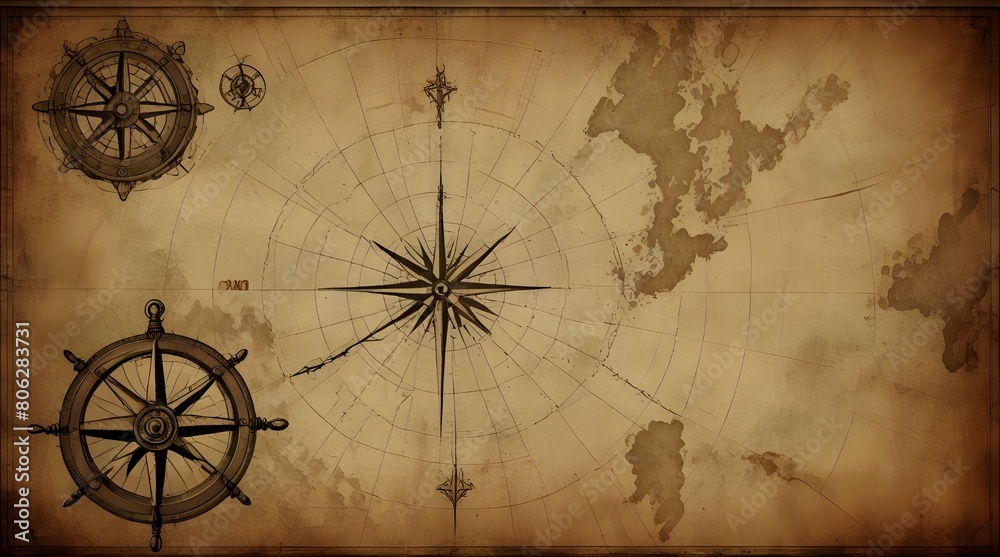 old nautical map background isolated .Generative AI