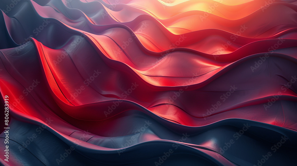 A red and blue wave with a yellow sun in the background A red and blue wave with a yellow sun in the background
