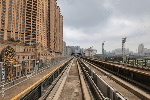 Macau - 2 April 2021: Macau Light Rapid Transit (MLRT) Taipa Line.