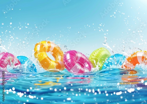 Pool Swim Party Invitation Invite Card Celebration Background Image Wallpaper 5x7	
