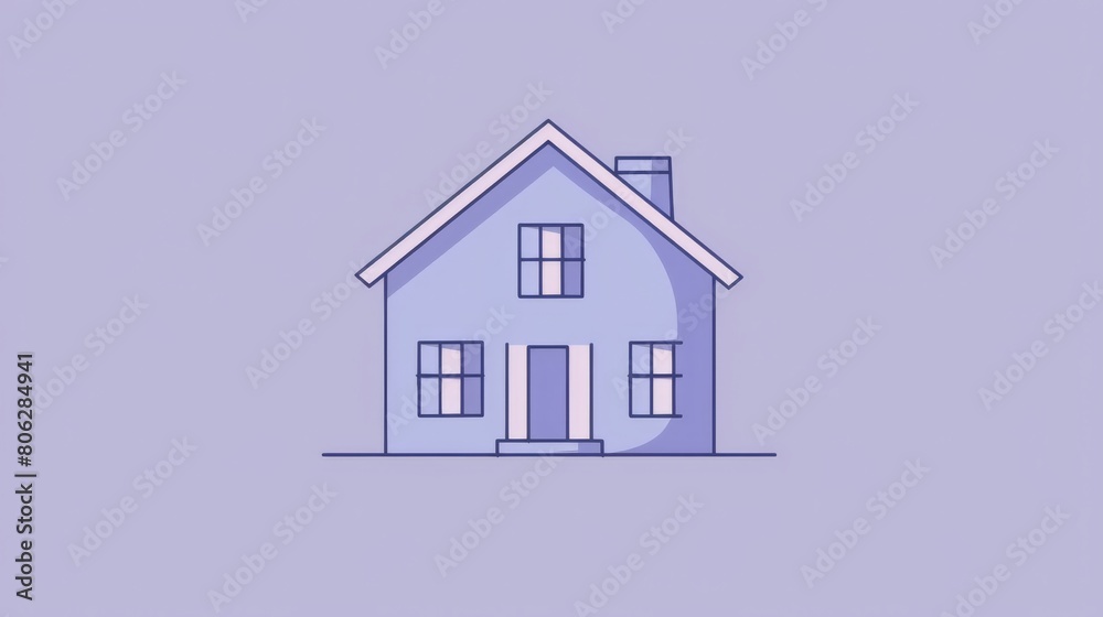 Simple illustration of a blue house on a plain background. Concept of home safety in seismic zones Simple illustration of a blue house on a plain background. Concept of home safety in seismic zones