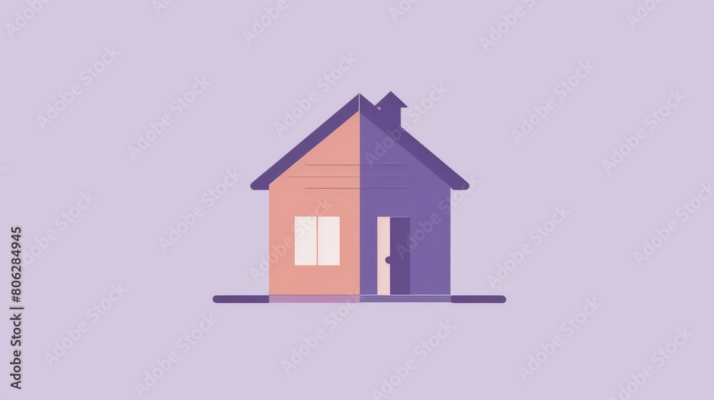 Minimalistic illustration of a house transitioning from blue to orange. Stability and change in seismic areas Minimalistic illustration of a house transitioning from blue to orange. Stability and change in seismic areas