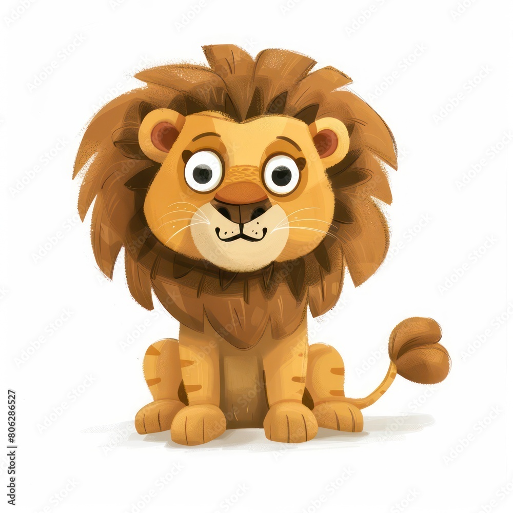 a playful lion cub with a fluffy mane and big, inviting eyes ideal for kids and fun contexts