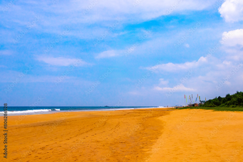 Beautiful landscape panorama strong waves Bentota Beach on Sri Lanka. Beautiful landscape panorama strong waves Bentota Beach on Sri Lanka.