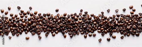 Top View of Coffee Beans Arranged in Border Pattern, Great for Coffee Shop Menus, Packaging Design, or Brand Promotions with Empty Space for Personalization