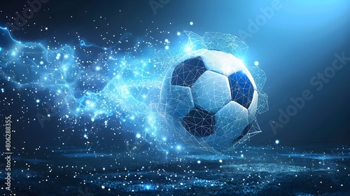 A soccer ball with flames and fire in the background 