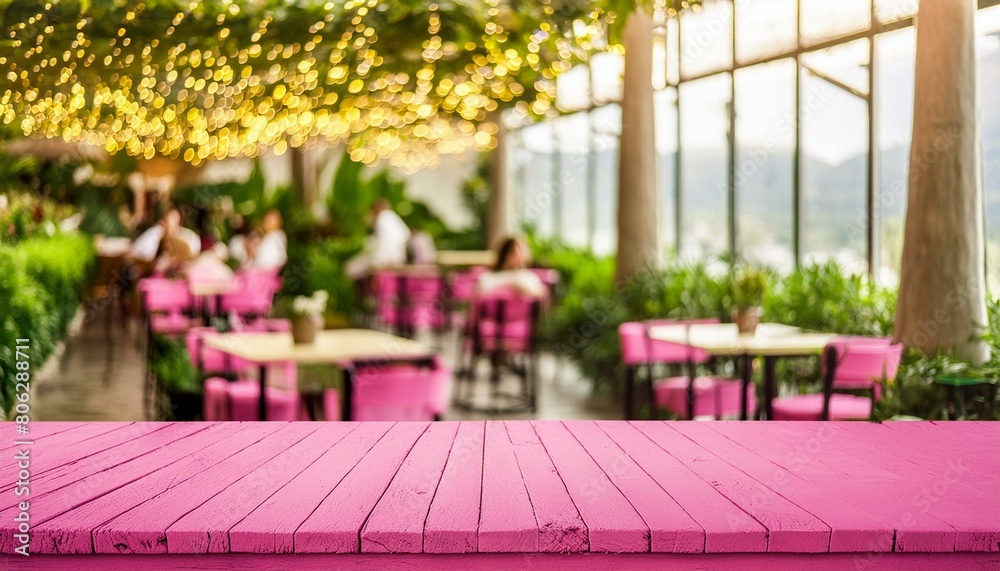 Innovative Interiors: Blurred Restaurant Bar with Pink Accents