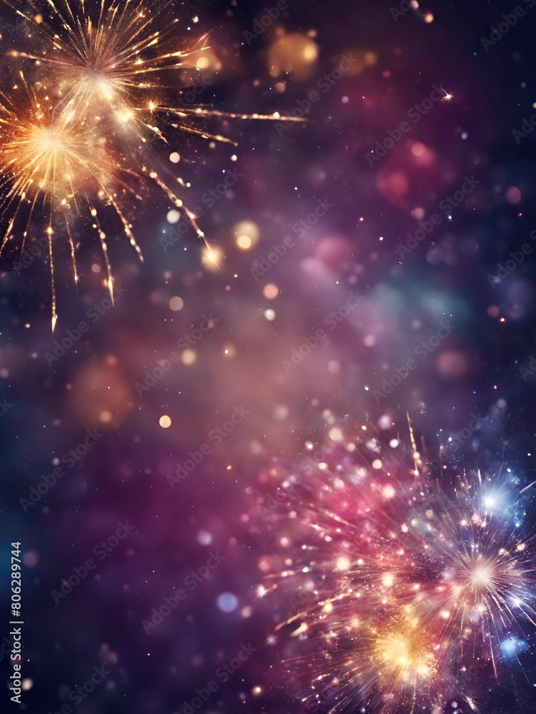 Naklejka premium fireworks on the night sky background