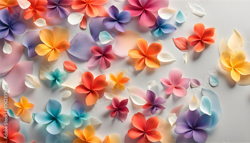  Dispersal of multicolored flower petals on floor