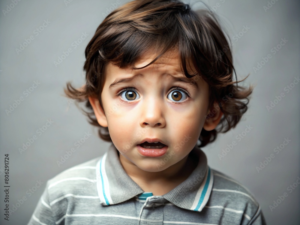 The cute little boy is scared and confused. Catalogue of emotions. Intense remorseful, disappointed, melancholy, dissatisfaction and anxiety. The cute little boy is scared and confused. Catalogue of emotions. Intense remorseful, disappointed, melancholy, dissatisfaction and anxiety.