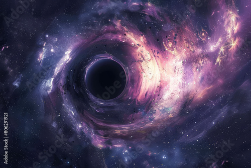A black hole is in the center of a galaxy