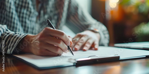 Male hand signing a business document or contract