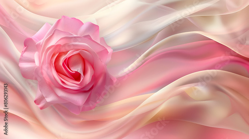 Elegant White and Pink Roses on Satin Fabric