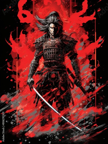 Samurai Clad in Armor  Vigilant Grip on Katana