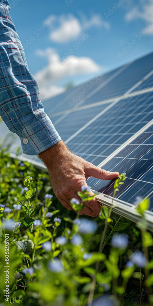 Business Geschäftsmann mit Solar Panel für die Zukunft Business Geschäftsmann mit Solar Panel für die Zukunft