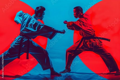 Pop Art of Martial Arts Forms Practitioners demonstrate specific movements and techniques photo