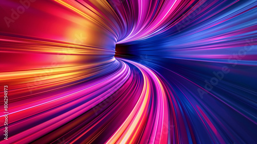 Vivid Abstract Background Depicting Speed and Motion with Colorful Swirls