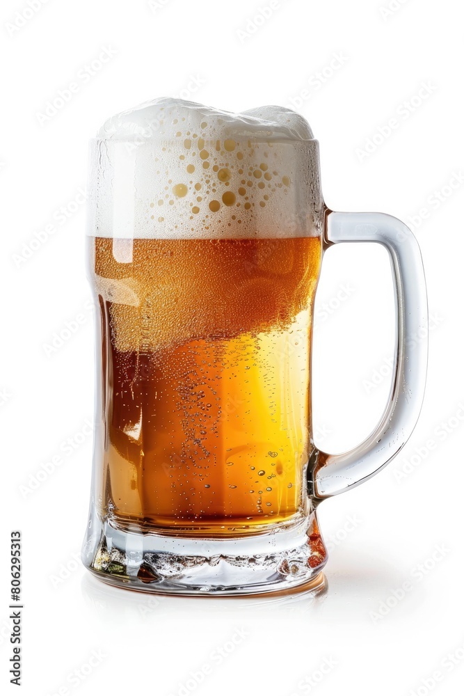  Cheers to Refreshment: Frothy Beer Overflowing in Glass Mug
