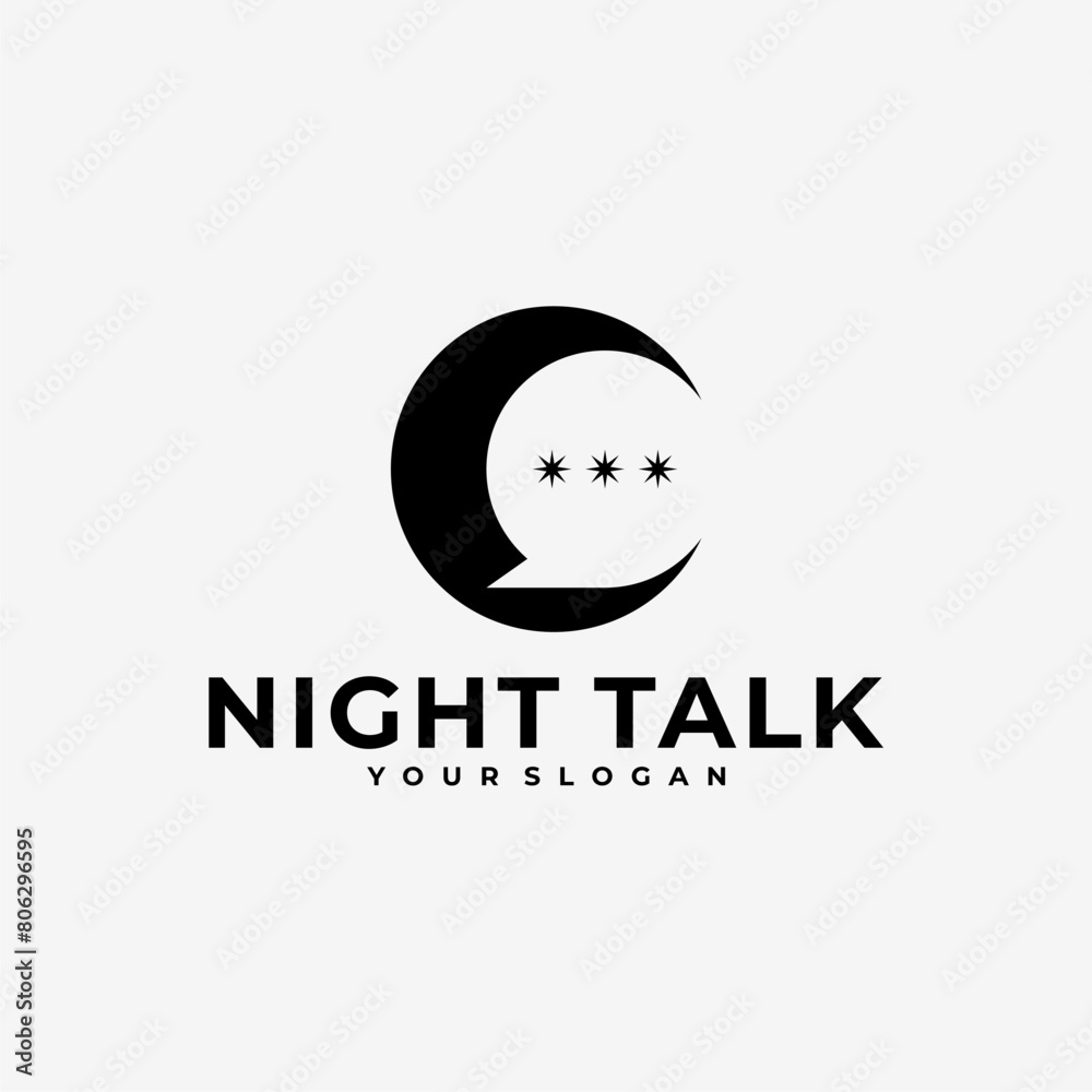 NIGHT TALK CHAT MOON STAR LOGO VECTOR ICON ILLUSTRATION NIGHT TALK CHAT MOON STAR LOGO VECTOR ICON ILLUSTRATION
